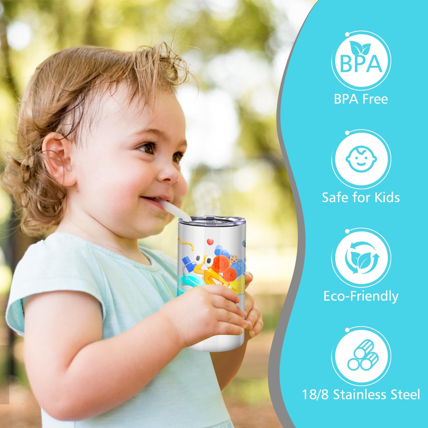 Rommeka Sublimation Sippy Cups, 12Oz 4 Pack Sublimation Blanks Skinny Straight Tumbler Bulk Stainless Steel Insulated Sublimatio