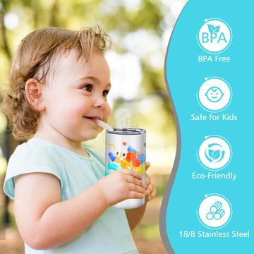 Rommeka Sublimation Sippy Cups, 12Oz 4 Pack Sublimation Blanks Skinny Straight Tumbler Bulk Stainless Steel Insulated Sublimatio