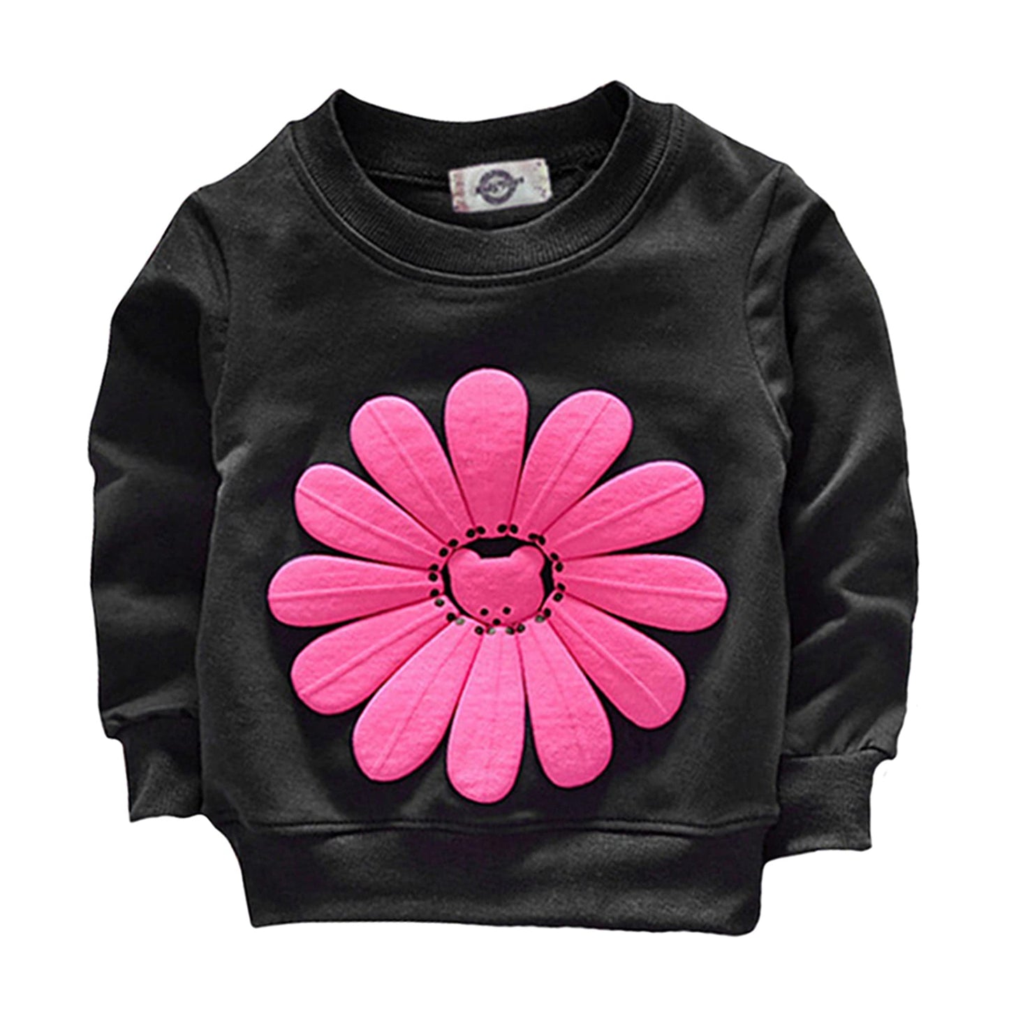 Toddler Baby Girls Sunflower Clothes Set Long Sleeve Top And Pants 2Pcs Outfits Fall Clothes (Black,Age 2T)