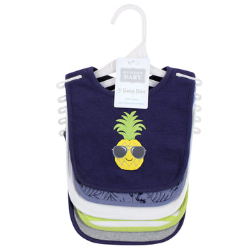 Hudson Baby Unisex Baby Cotton Bibs, Boy Pineapple, One Size