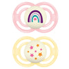 Mam Perfect Night Baby Pacifier, Patented Nipple, Glows In The Dark, 2 Pack, 16+ Months, Pink,2 Count (Pack Of 1)