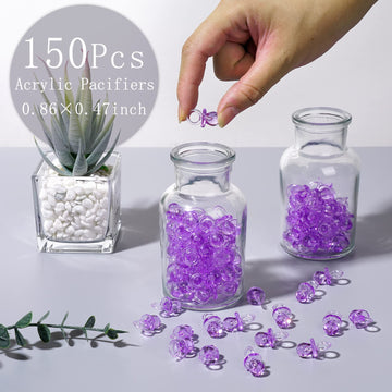 Xinhuidalsq 150 Mini Acrylic Pacifiers For Baby Shower Girl Game, 0.86 Inch Bulk Chupones Para Gender Reveal Party Favors Table