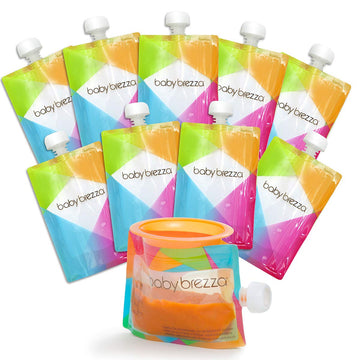 Baby Brezza Reusable Baby Food Storage Pouches, 10 Pack 7Oz - Make Organic Food Puree For Kids Or Toddlers And Store In Refillab