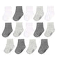 Fruit Of The Loom Baby 14-Pack Grow & Fit Flex Zones Cotton Stretch Socks - Unisex, Girls, Boys (6-12 Months, Grey)