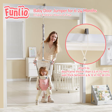 Funlio Baby Door Jumper For 6-24 Months (With Door Clamp), Baby Jumper Doorway With Strong Spring & Adjustable Strap, Portable I