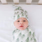 Baby Beanie Hat Top Knot Stretchy Soft'Evergreen' By Copper Pearl