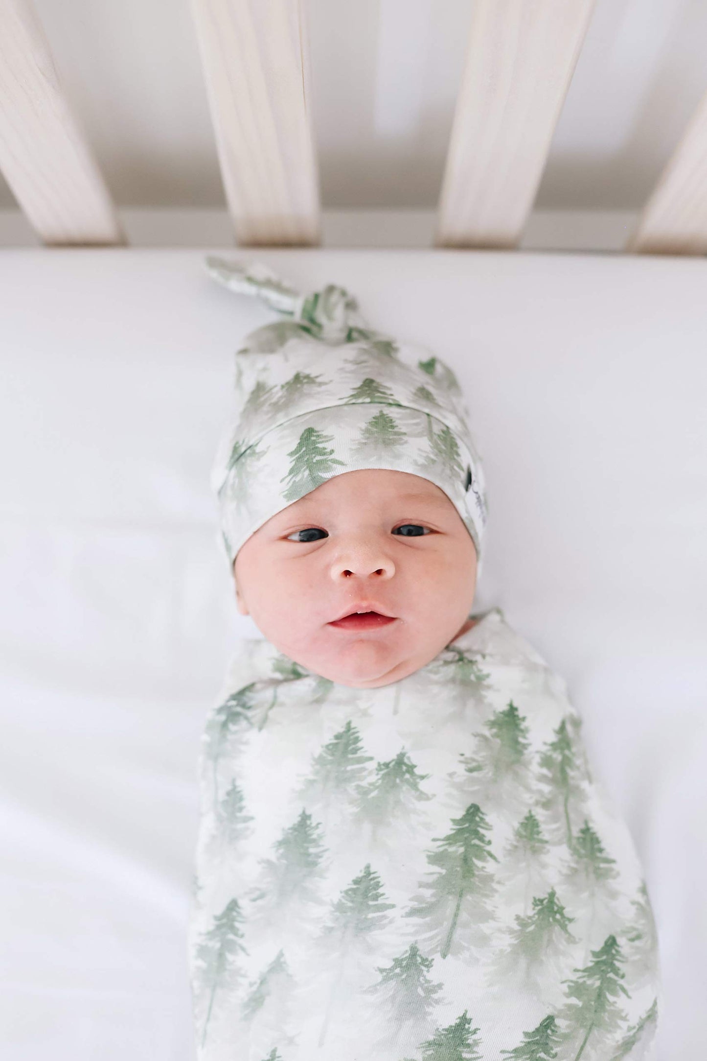 Baby Beanie Hat Top Knot Stretchy Soft'Evergreen' By Copper Pearl