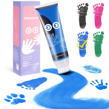 Nabance 2.54 Fl Oz Blue Baby Hand And Footprint Friendly Ink Paint, Dog Cat Paw Print Safe Ink, Non-Toxic Acid-Free, Safe Gentle