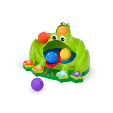 Bright Starts Poppin Ball Frog Ball Play Toy, Launching, Bouncing & Ramp Racer Toy, Crawl and Chase, Unisex, 6 Months+