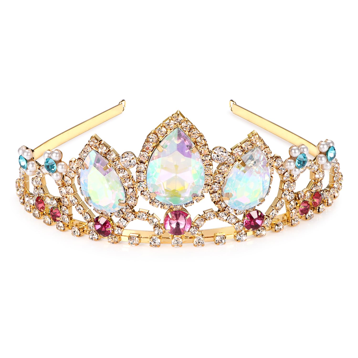 Girls Birthday Gift Rapunzel Aurora Borealis Stone Sparkle Gold Tiara Halloween Princess Tangled Costume