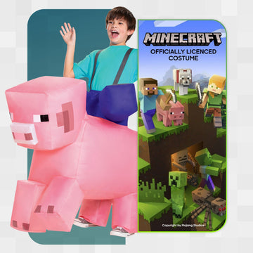 Pig Ride On Minecraft Kids Inflating Costume Jumpsuit With Fan, Up To Size (7-8)