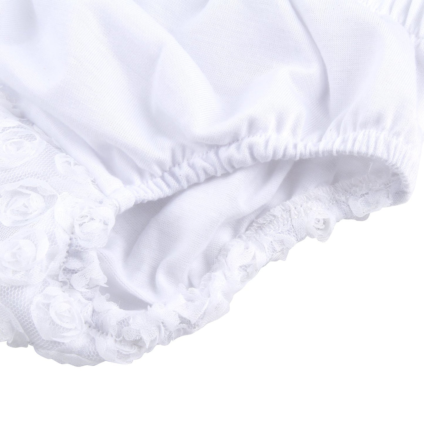 Icobuty Rose Ruffle Bloomer Diaper Cover For Baby Girls Toddlers(13-24M Large, White)
