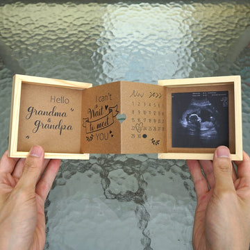 Hamuiers Pregnancy Announcement For Grandparents, Baby Announcement Ideas Sonogram Picture Frame Wooden Keepsake Box, First Time