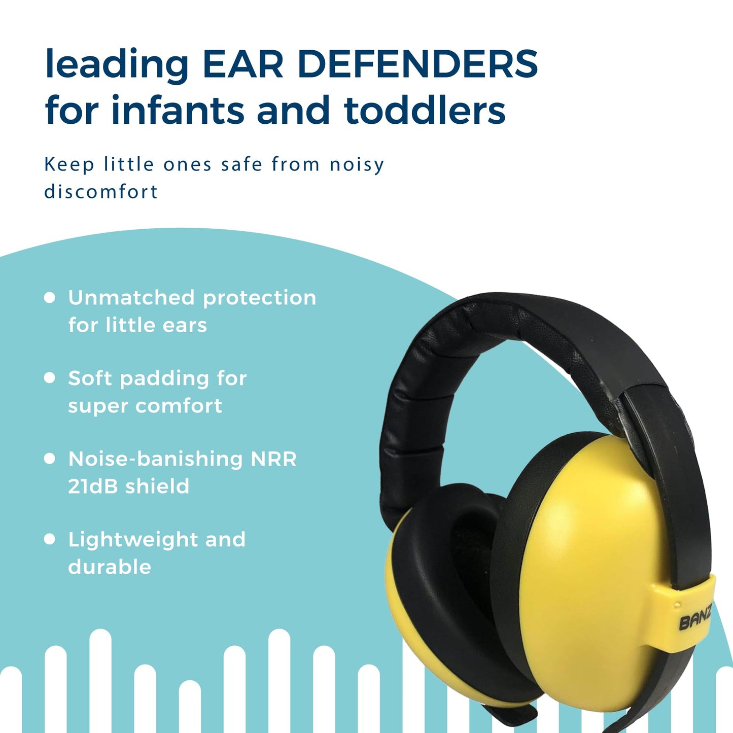 Banz Bubzee Baby Ear Defenders 0-2 Years - Loud Noise Canceling Baby Headphones & Toddler Ear Muffs, Size Adjustable