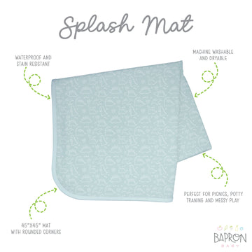 Bapronbaby Dino Friends Sage Splash Mat - Waterproof Catch-All For Under High Chairs, Floors, Tables, Playtime Or Arts & Crafts