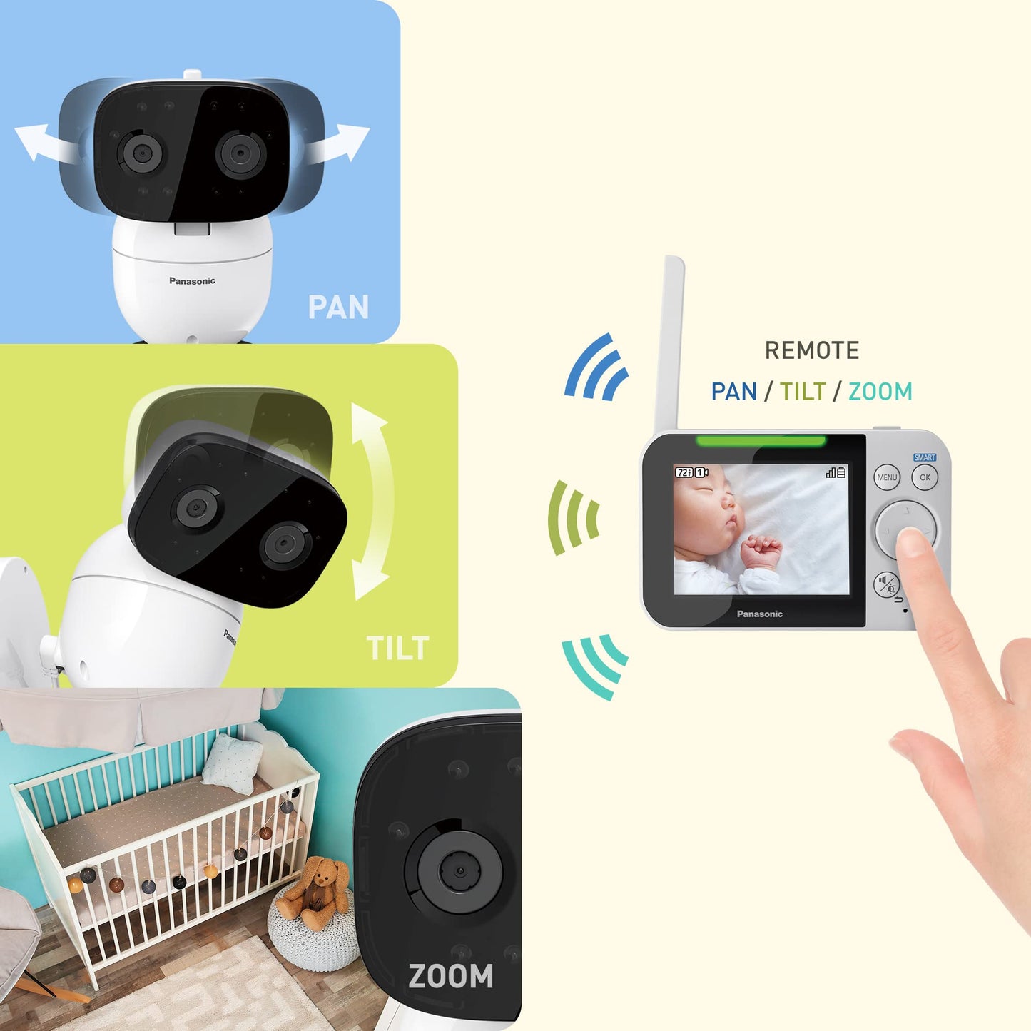 Panasonic Baby Monitor With Camera And Audio, 3.5    Color Video Baby Monitor, Extra Long Range, Secure Connection, 2-Way Talk,