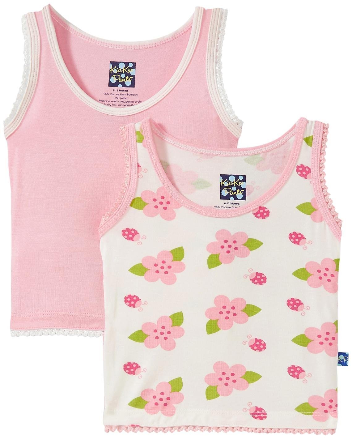Kickee Pants Baby Girls' Scalloped Edge Tank Set Prd-Kptks491S16D2-Lnatnlb, Lotus/Natural Ladybug, 6-12 Months