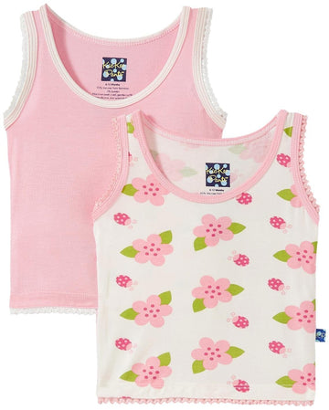 Kickee Pants Baby Girls' Scalloped Edge Tank Set Prd-Kptks491S16D2-Lnatnlb, Lotus/Natural Ladybug, 6-12 Months