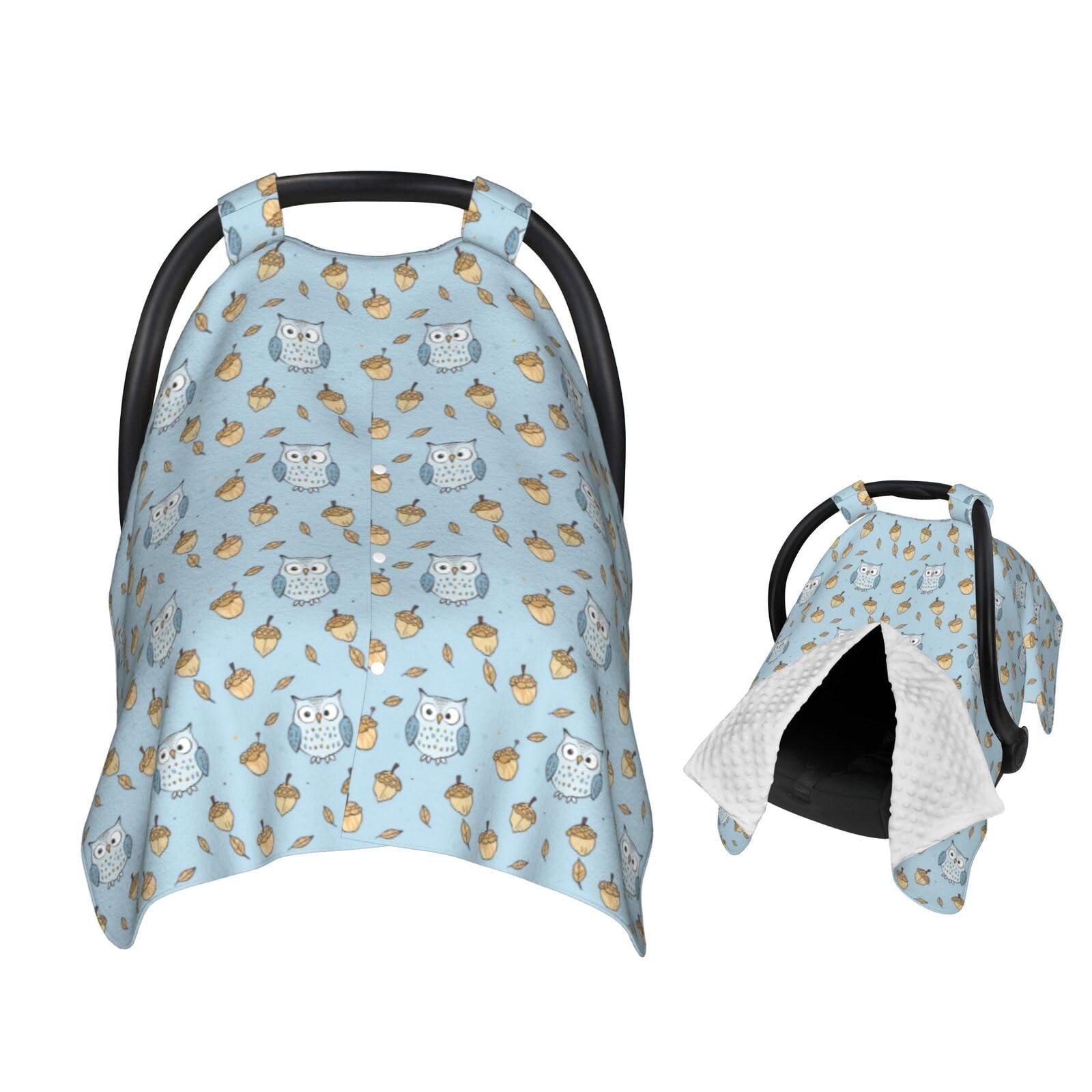 Muishi Owls and Acorns Leaves Baby Car Seat Canopy Nursing Cover for Newborn Car Seat Breastfeeding Covers Blanket Newborn Showe