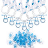 24 Baby Shower Pacifiers Necklace For Boy, 30 Mini Acrylic Pacifiers Charm Party Favors Decorations (Blue)
