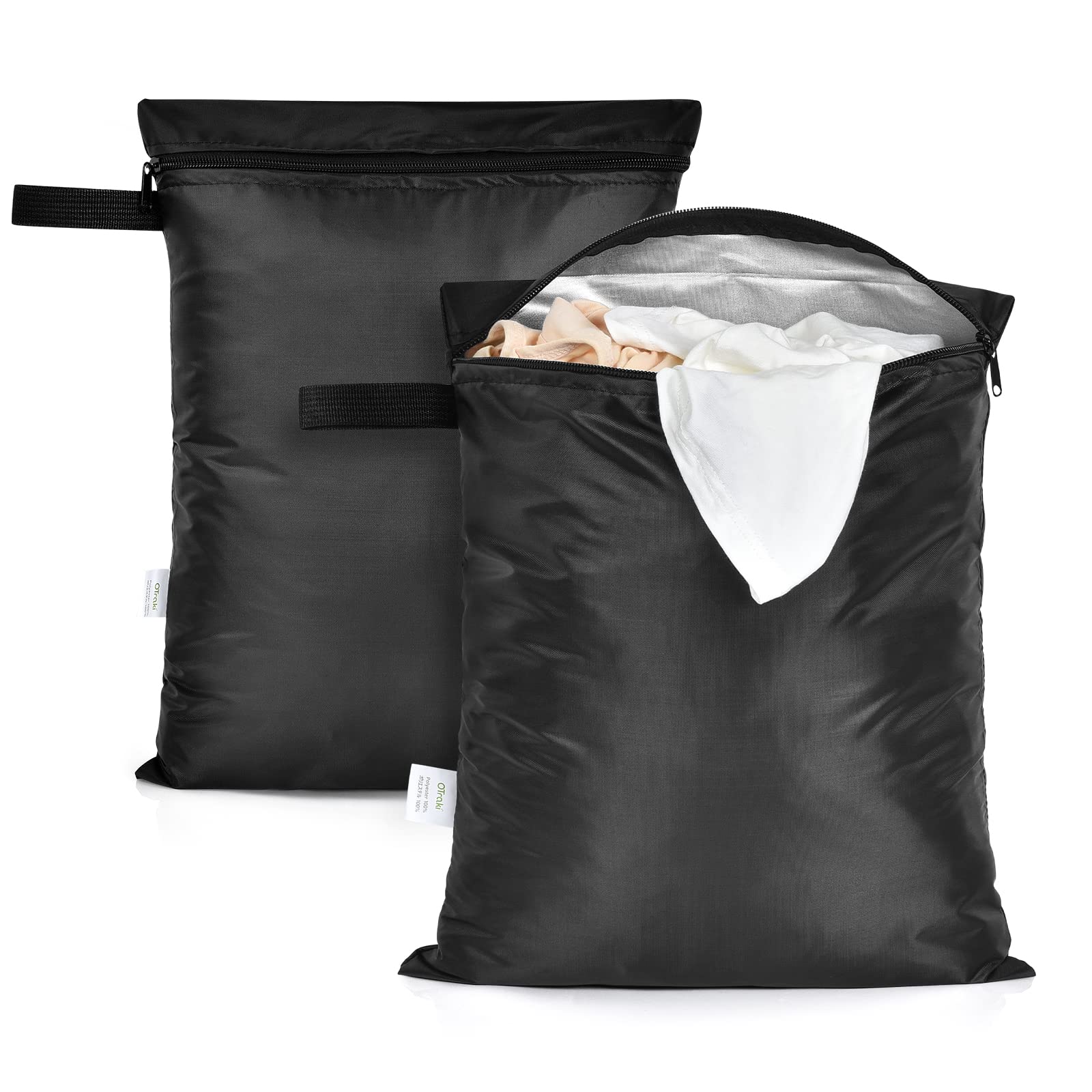 OTraki 12x16 inch Wet Bag 2Pcs Waterproof Swim Bag for Wet Clothes Small Swimsuit Dirty Clothes Laundry Bag Travel Machine Washa