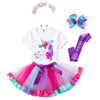 Birthday Girls Costume - Headband, Shirt, Tutu Skirt Dress, Satin Sash - Unicorn Gifts For Girls (Tt74, 3T)