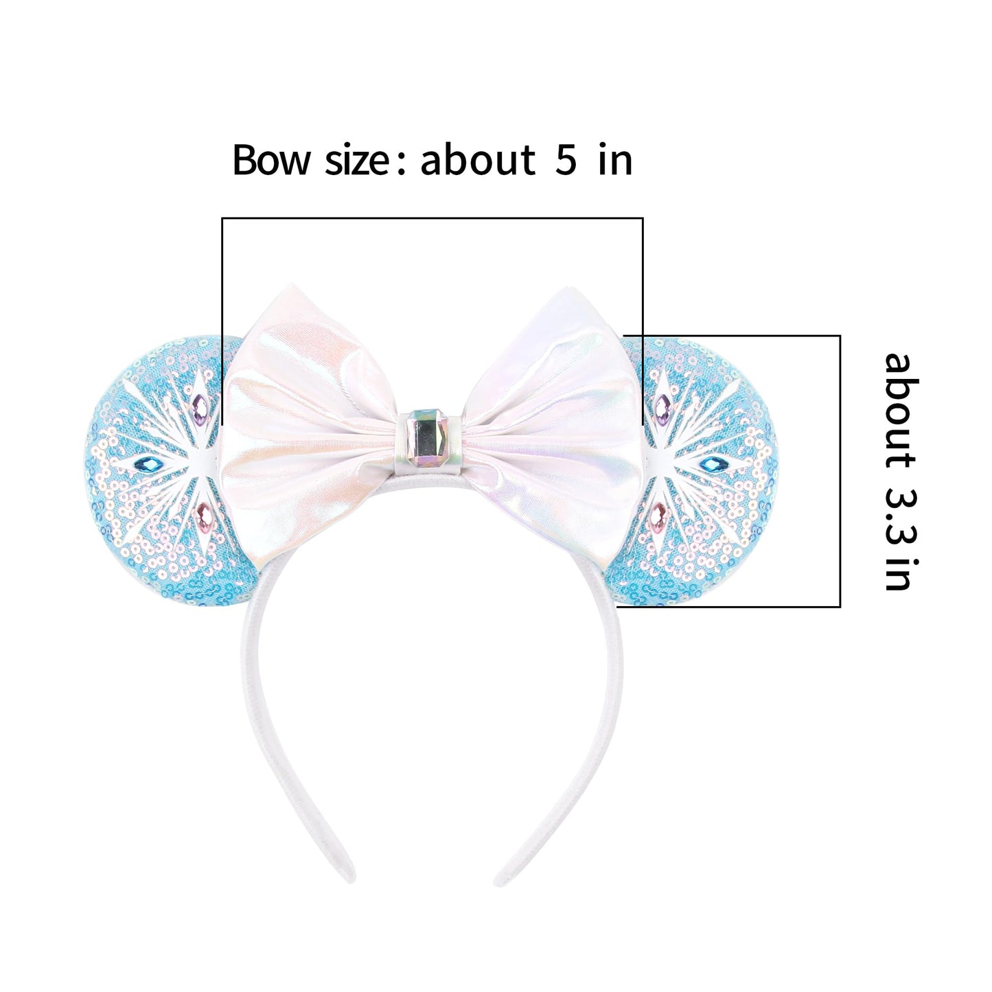 Snow Ears Princess Headband Mouse Ears Headband For Women Sparkle Sequins Mouse Hair Band With Big Ears Essencial Accessories Fo