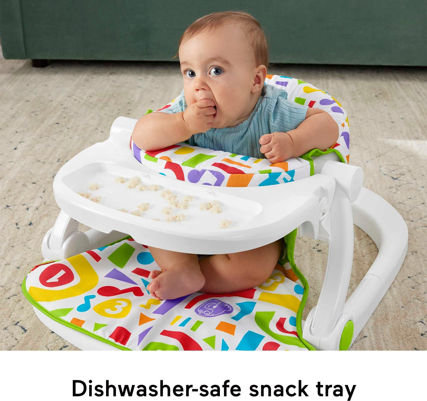 Fisher-Price Portable Baby Chair Kick & Play Deluxe Sit-Me-Up Seat with Piano Learning Toy and Snack Tray for Infants to Toddler
