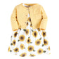 Hudson Baby Baby Girls' Cotton Dress And Cardigan Set, Sunflower, 18-24 Months