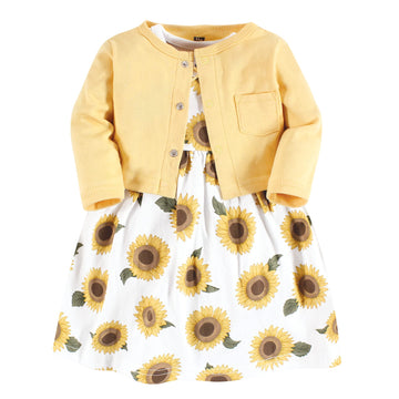 Hudson Baby Womens Cotton And Cardigan Set Casual Dress, Sunflower, 2T Us