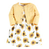 Hudson Baby Womens Cotton And Cardigan Set Casual Dress, Sunflower, 4T Us