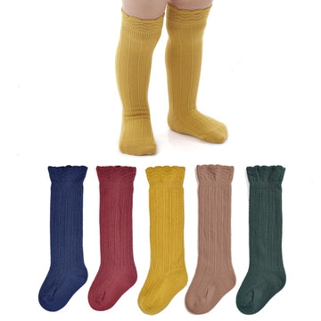 Epeius Baby Girls Uniform Knee High Socks Newborn Infant Boy Tube Ruffled Stockings Baby Long Socks For 0-6 Months,Green/Brown/N