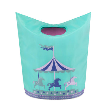 Kmd Kids Laundry Hamper, Collapsible Dirty Clothes Basket, Pop Up Bin For Baby, Nursery, Boys And Girls Bedroom Decor (Carousel)