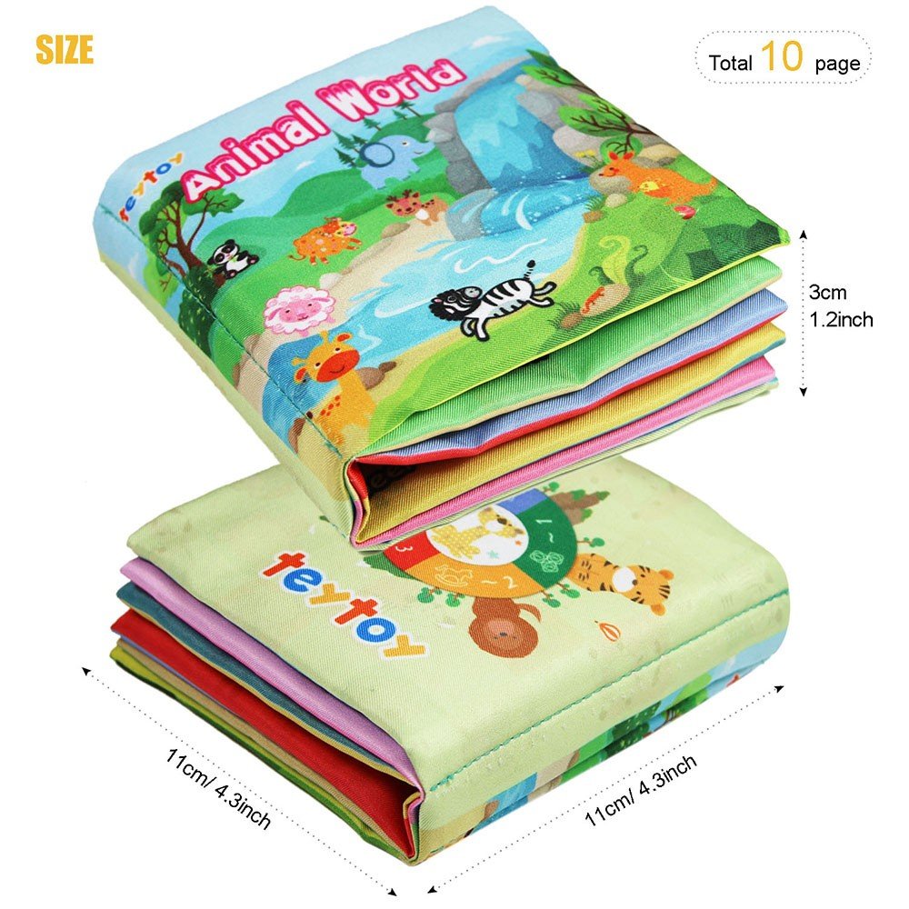 teytoy My First Soft Book, Nontoxic Fabric Baby Cloth Activity Crinkle Soft Books for Infants Boys and Girls Early Educational T