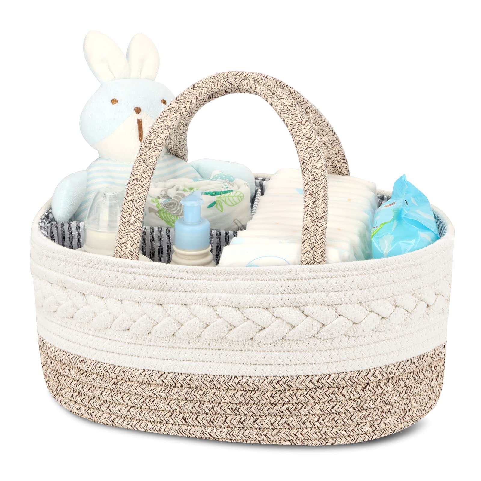 Maliton Diaper Caddy Organizer For Baby, Cotton Rope , Changing Table Diaper Storage Baskets For Storage, Baby Shower Gifts For