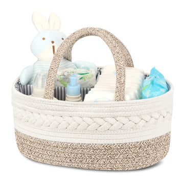 Maliton Diaper Caddy Organizer For Baby, Cotton Rope , Changing Table Diaper Storage Baskets For Storage, Baby Shower Gifts For