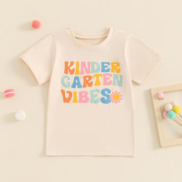 Toddler Baby Girl Back To School Outfit Kindergarten Pre K First Grade Short Sleeve T-Shirt First Day Of School Tops (Kindergart