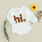 Visgogo Newborn Infant Baby Boy Oversized Romper Sweater Onesie Coming Home Outfit Neutral Clothes (White-Hi, 0-3 Months)