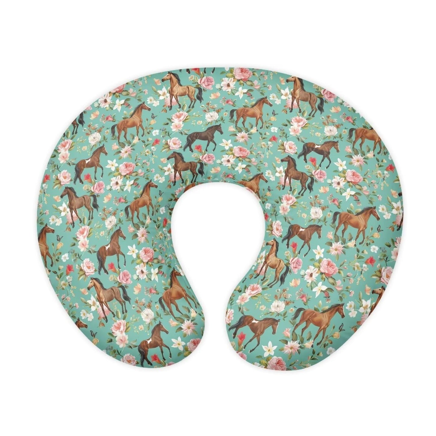 Tongluoye Flower Horse Nursing Pillow Cover For Girl Boy Breastfeeding Pillow Slipcovers Stretchable Newborn U-Shaped Breastfeed