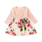 Patpat Toddler Girl'S Floral Dress Ribbed Bowknot Long-Sleeve Spring Rose Valentine Dresses Pink 3 Years