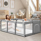 Xvishx Baby Playpen With Gate, 74''X50'' Large Playpen For Babies And Toddlers, Indoor Active Center, Baby Playard Play Pen Fenc