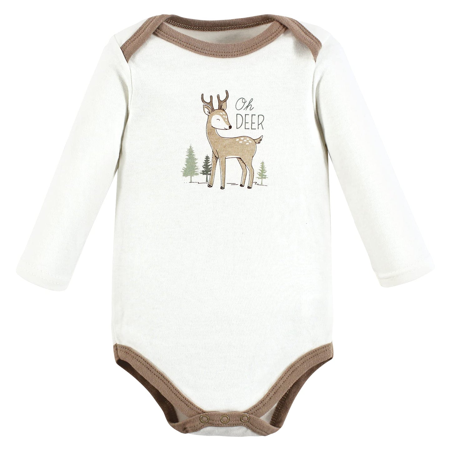 Hudson Baby Unisex Baby Cotton Long-Sleeve Bodysuits Forest Deer 5-Pack, 12-18 Months