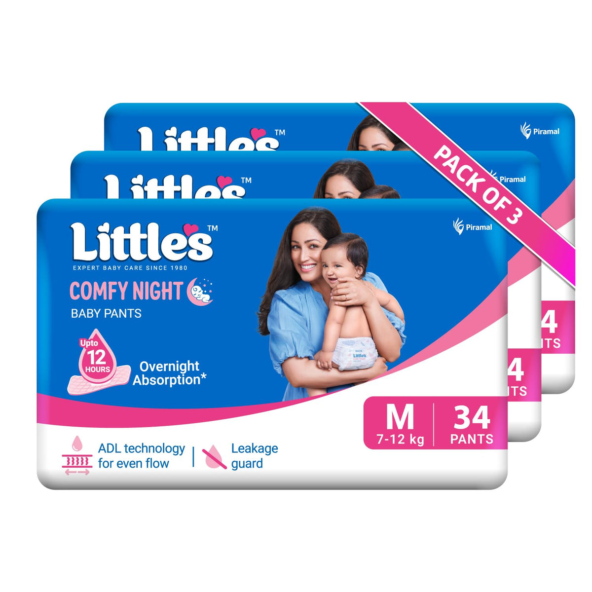 LittleS Baby Diapers M Size (Medium) Pants Style | 712 Kg |102 Count | Comfy Nights Baby Diaper Pants With Leakage Guard & Upt