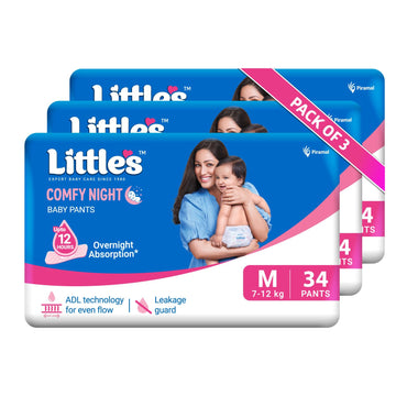 LittleS Baby Diapers M Size (Medium) Pants Style | 712 Kg |102 Count | Comfy Nights Baby Diaper Pants With Leakage Guard & Upt