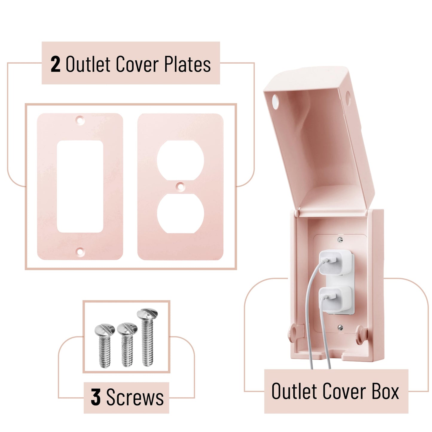 Bates - Baby Safety Outlet Cover Box, Pink, Outlet Covers Baby Proofing, Plug Covers Baby Proofing, Baby Outlet Cover, Socket Co