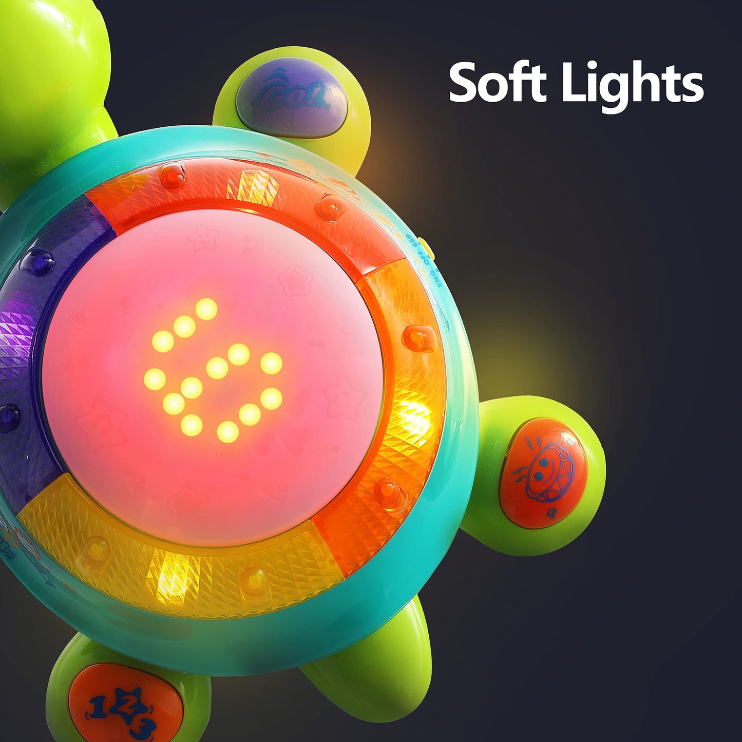 iPlay, iLearn Baby Musical Turtle Toy, Infant Crawling Toys Light Sound, Toddler Spanish English Bilingual Learning Educational,