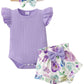 Sunny Piggy Infant Girl Clothes Ruffle Sleeveless Romper 3 Month Baby Girls' Clothing Floral Cotton Short Sets Summer 6 Month Gi