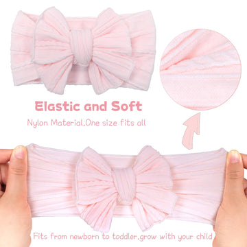 6 Pcs Baby Hair Bows Double Bows Headbands Baby Girls Nylon Headband Soft Hairbands Hair Accessories For Newborn Infant Toddler