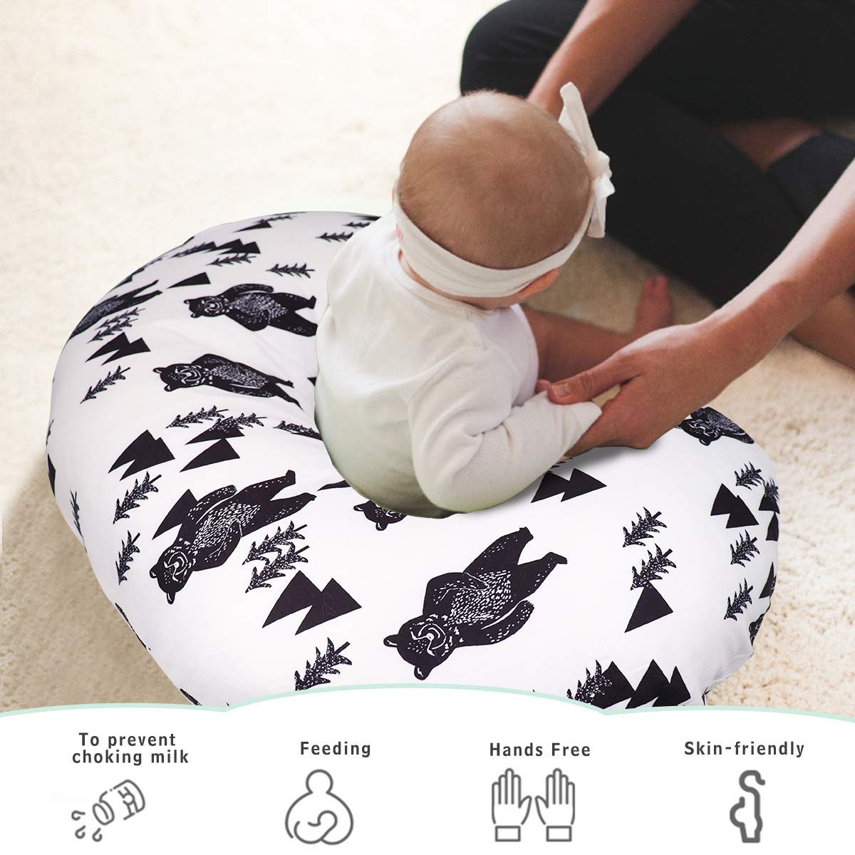 Tanofar Bear Nursing Pillow Cover, Breastfeeding Pillow Slipcover For Baby Boys & Girls, Nursing Pillow Case For Newborn, Soft F