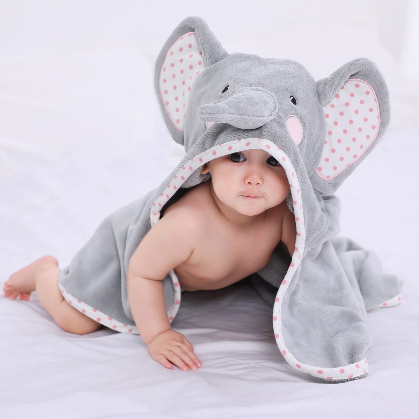 Tbezy Baby Hooded Towel With Unique Animal Design Ultra Soft Thick Cotton Bath Towel For Newborn (Hippo)